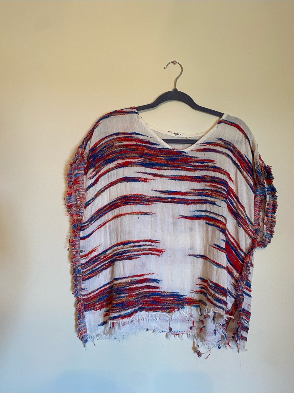 Boho Stripe Fringe V-Neck Top - Multicolor